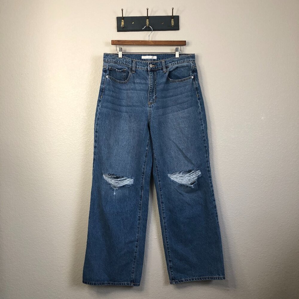 Altar'd State 100% Cotton Blue High Rise Mom Jean Women's 31 Wide Leg Distressed